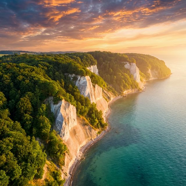 Kreidefelsen auf der Insel Rügen bei Sonnenuntergang